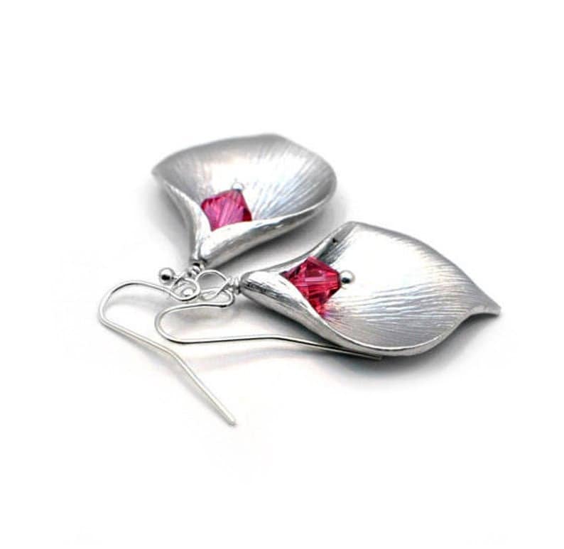 Pink Calla Lily Crystal Earrings