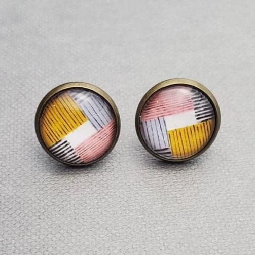 Geometric Bronze Stud Earrings