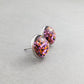 Pink Glitter Silver Stud Earrings