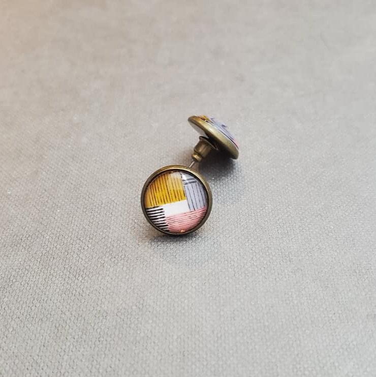 Geometric Bronze Stud Earrings