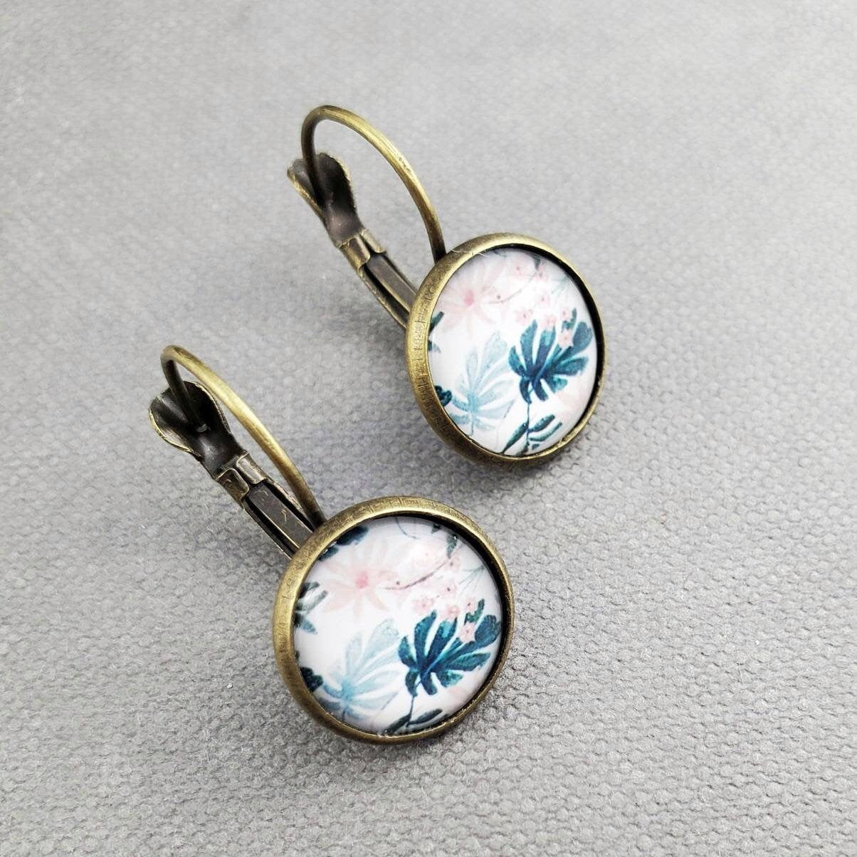 Floral Dangle Antique Bronze Earrings