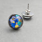 Blue Glitter Stainless Steel Stud Earrings