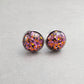 Pink Glitter Silver Stud Earrings