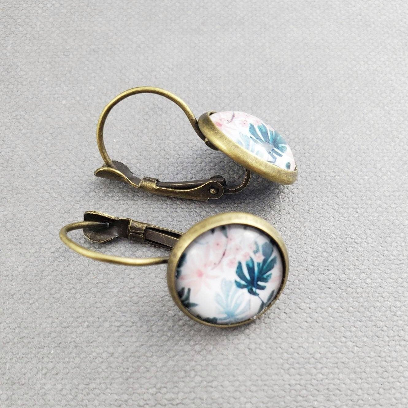 Floral Dangle Antique Bronze Earrings