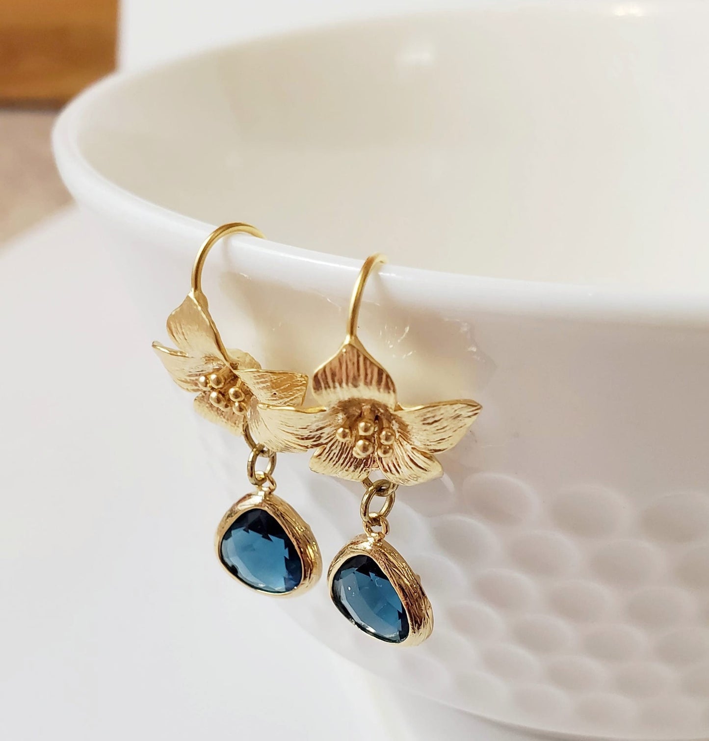 Gold Floral Azalea Earrings