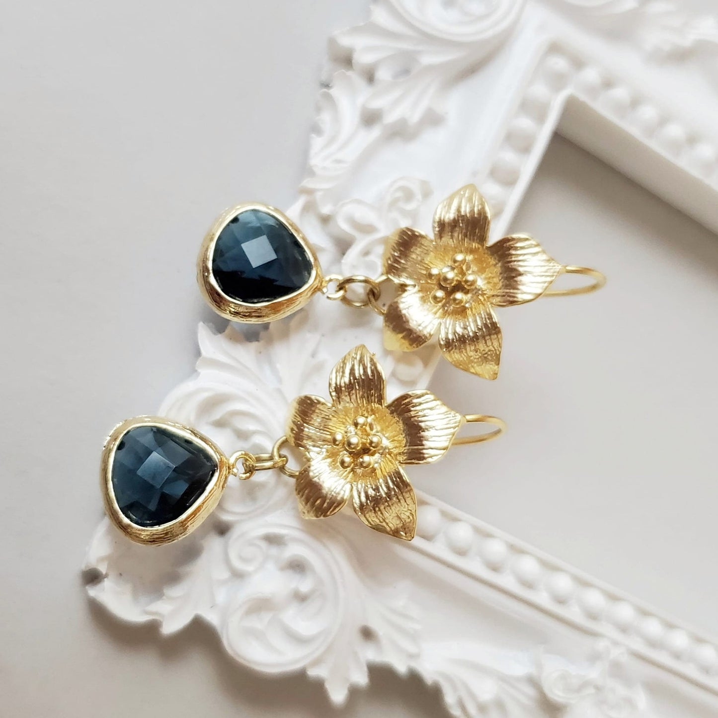 Gold Floral Azalea Earrings