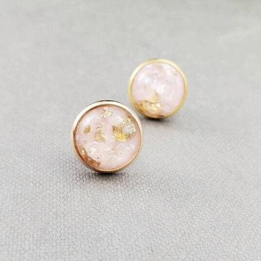 Rose Gold Glitter Stud Earrings