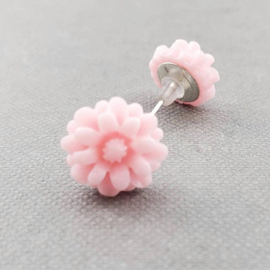 Tiny Pink Rose Stud Earrings
