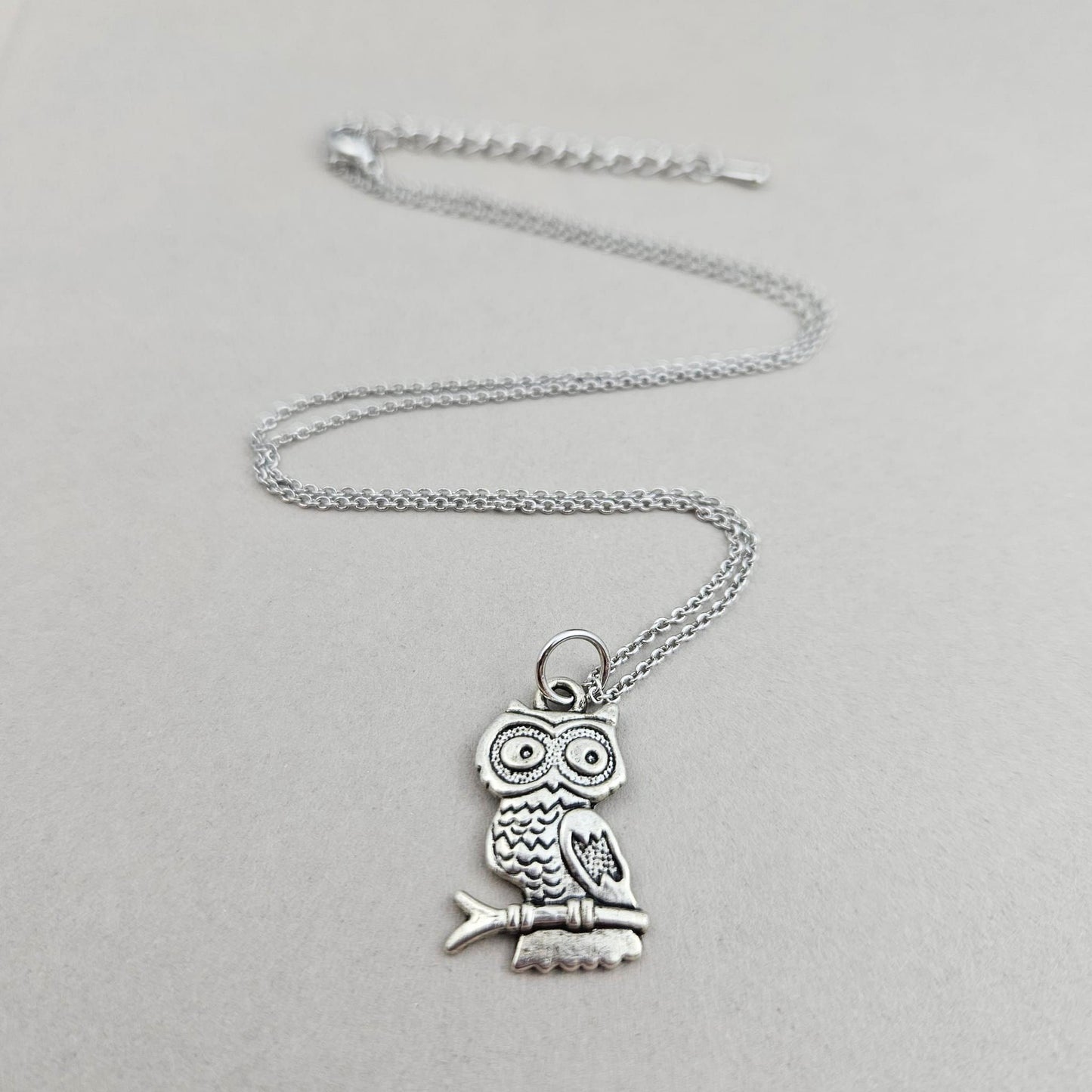 Silver Owl Charm Necklace