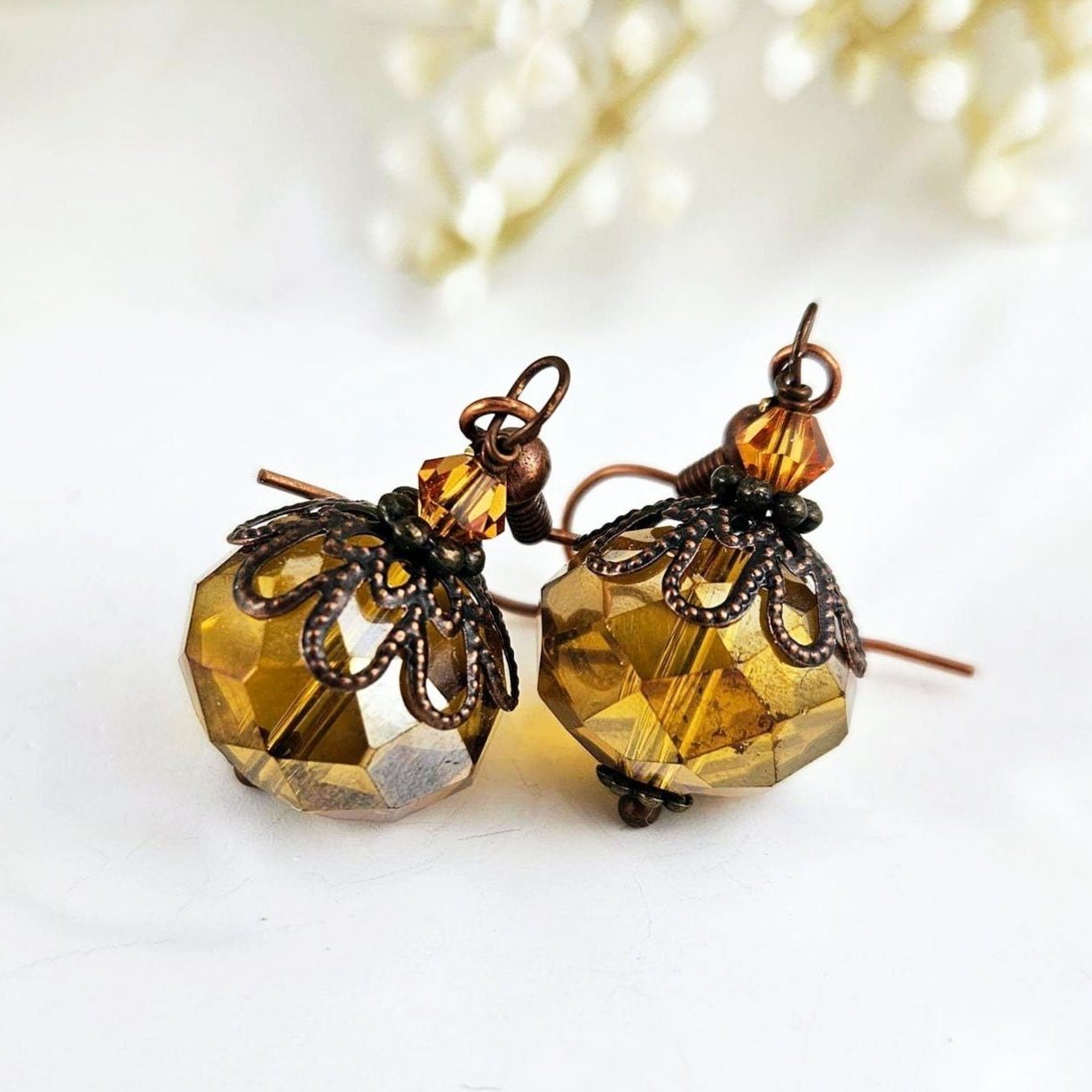 Topaz Vintage Style Dangle Drop Earrings