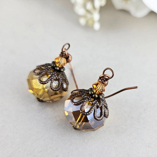 Topaz Vintage Style Dangle Drop Earrings