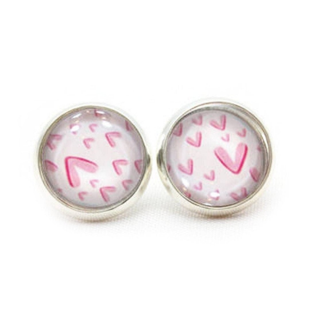 Pink Heart Stud Earrings