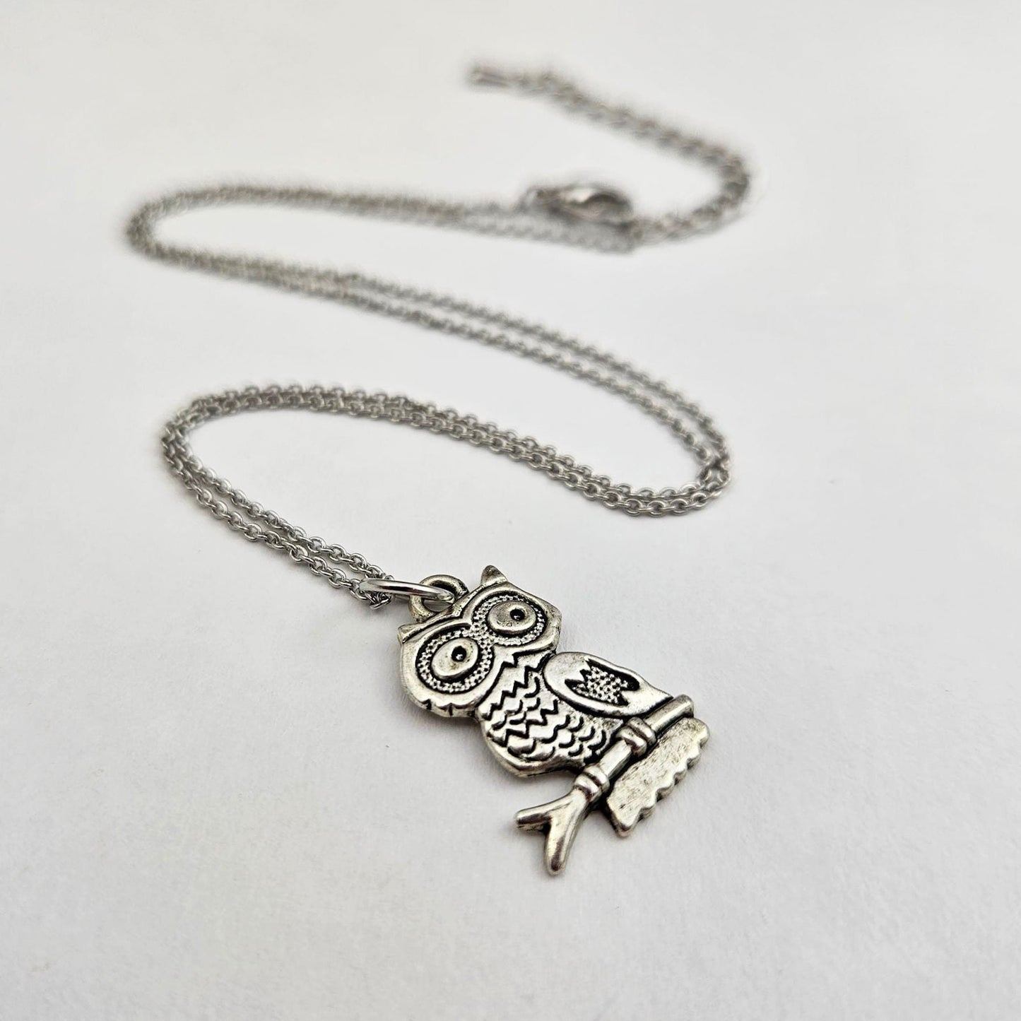 Silver Owl Charm Necklace