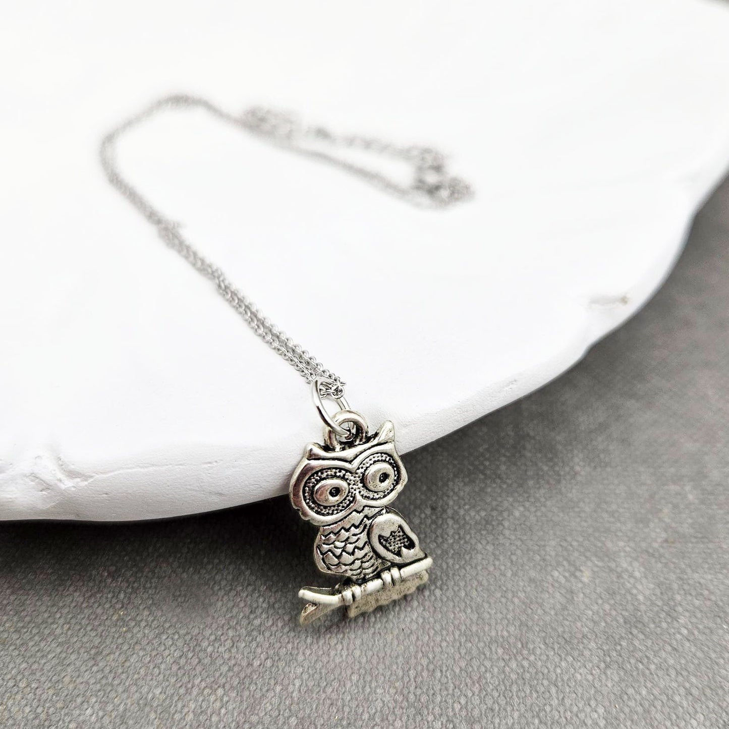 Silver Owl Charm Necklace