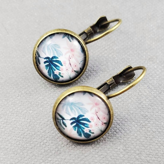 Floral Dangle Antique Bronze Earrings